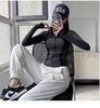 Herbst/Winter Slim Fit Damen Stehkragen Reißverschluss Fitnessjacke - Langarm Yoga Sportbekleidung
