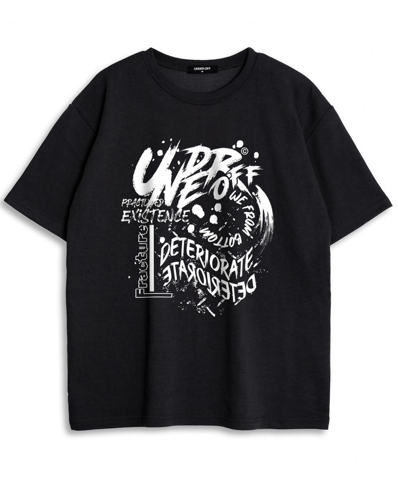 UNDEROFF Oversized Crew Neck Vintage Splatter T-Shirt White