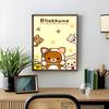 Uroczy Kreskówkowy R-Rilakkuma Plakat Anime Samoprzylepny Druk na Ścianę Wodoodporny Wystrój Estetyczny do Domu Salon Sypialnia Bar Korytarz
