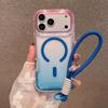 Per Custodia Lanyard Bicolore Gradiente per For Iphone 17 16 1 Pro Max Air 14 Plus 11 12 13 Cinghia da Polso in Acrilico