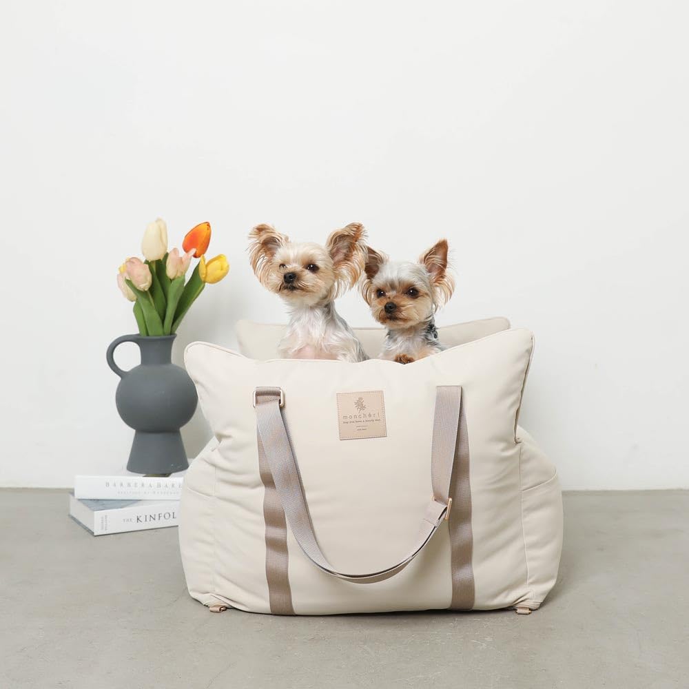 Moncheri Psí potřeby do auta 2WAY Drive Pelíšek pro domácí mazlíčky se sluncem Roztomilý stylový Oblíbená značka Toy Pudl Čivava Malý pes Střední pes Ochrana pro psy/BÉŽOVÁ/ZDARMA