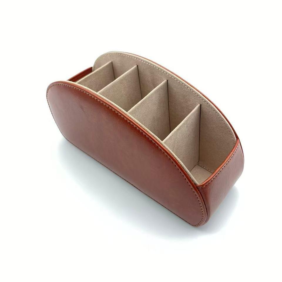 PU Leather Remote Control and Cosmetics Storage Box for Home or Office