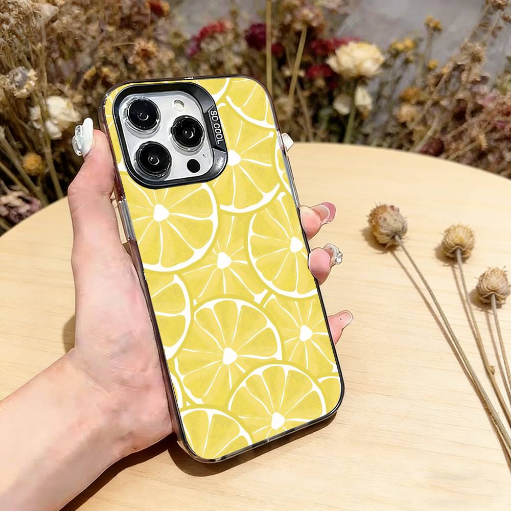 

Лимонный чехол для iPhone 17,16,15,14,13,12,11 Plus,Pro Max,XS,Цветная посеребренная внутренняя крышка iPhone17ProMax