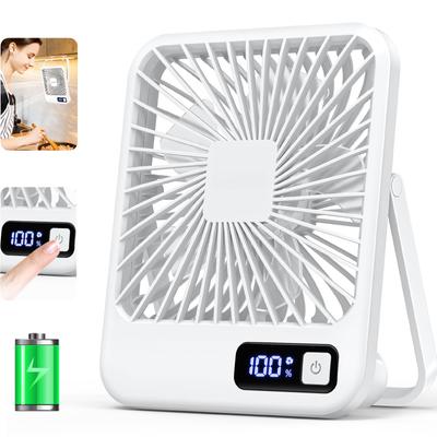 Masaüstü Vantilatörü 5 Hızlı LED Ekran USB Şarj Edilebilir Masaüstü Vantilatörler Sessiz 180° Katlanabilir Taşınabilir Vantilatör Ofis Yatak Odası Seyahat Dış Mekan için