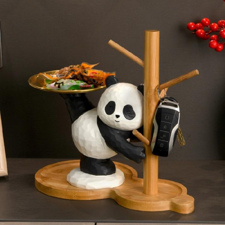 Harz Panda Figur Schlüsselablage Stilvoll und Praktisch Tierstatue Skulptur Organizer für Zuhause Eingangsbereich Dekorationen