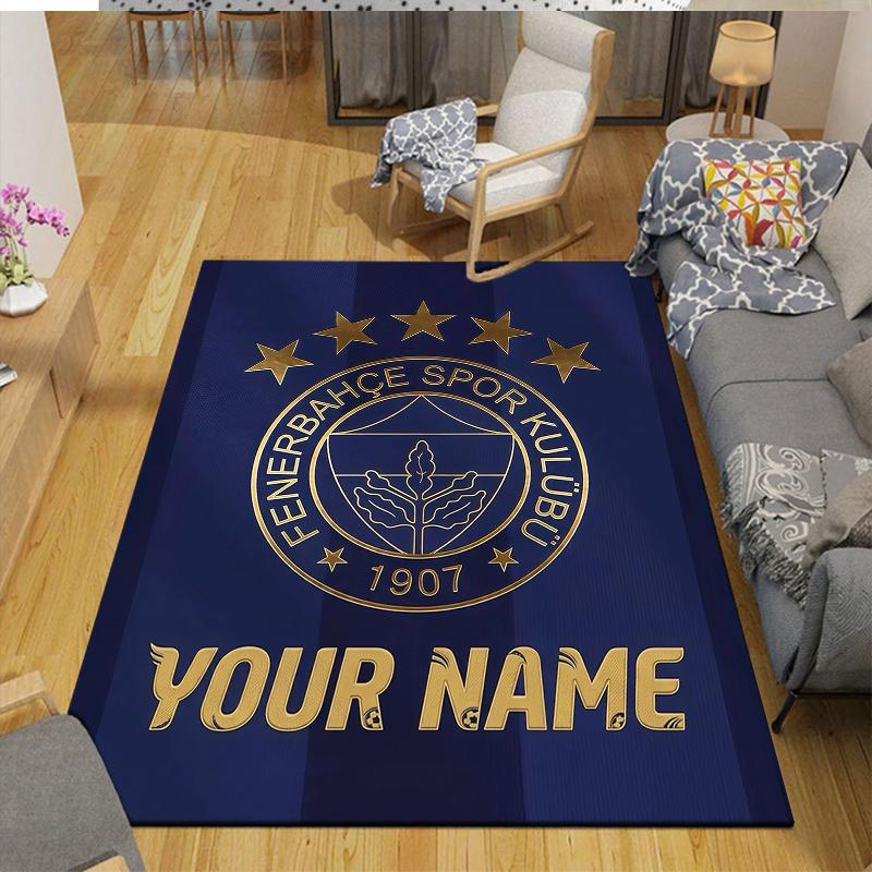 Individueller Name, Fenerbahce Heim-Sofa-Dekoration für Wohnzimmer & Schlafzimmer, Rutschfeste Spiel-Flanell-Fußmatte für Spielzimmer