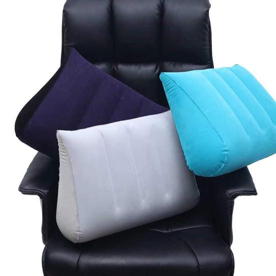 Multi-functional Inflatable Pillow Leak-proof Thicken Inflatable Lumbar Support Wedge Pillow Portable Travel Flocked Triangular Sleeping Cushion