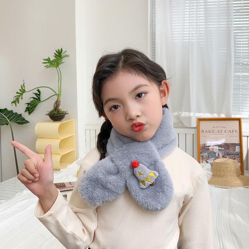 Children's Cute Cartoon Plush Neck Gaiter - Imitation Rabbit Fur, Warm and Versatile for Autumn and Winter