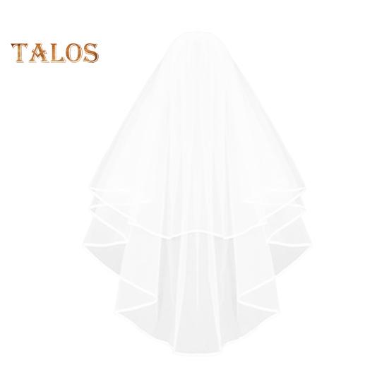 

Свадебная фата, двухслойная, однотонная, с ленточным краем, свадебная фата из мягкого сетчатого материала, выпускной, косплей, фата с гребнем белый