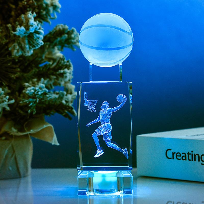Glow-in-the-Dark Kobe Bryant NBA Figurine: Crystal Basketball Gift for Birthday