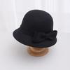 Autumn and winter hat women's bow wool basin hat dome retro british top hat outdoor bucket hat tide