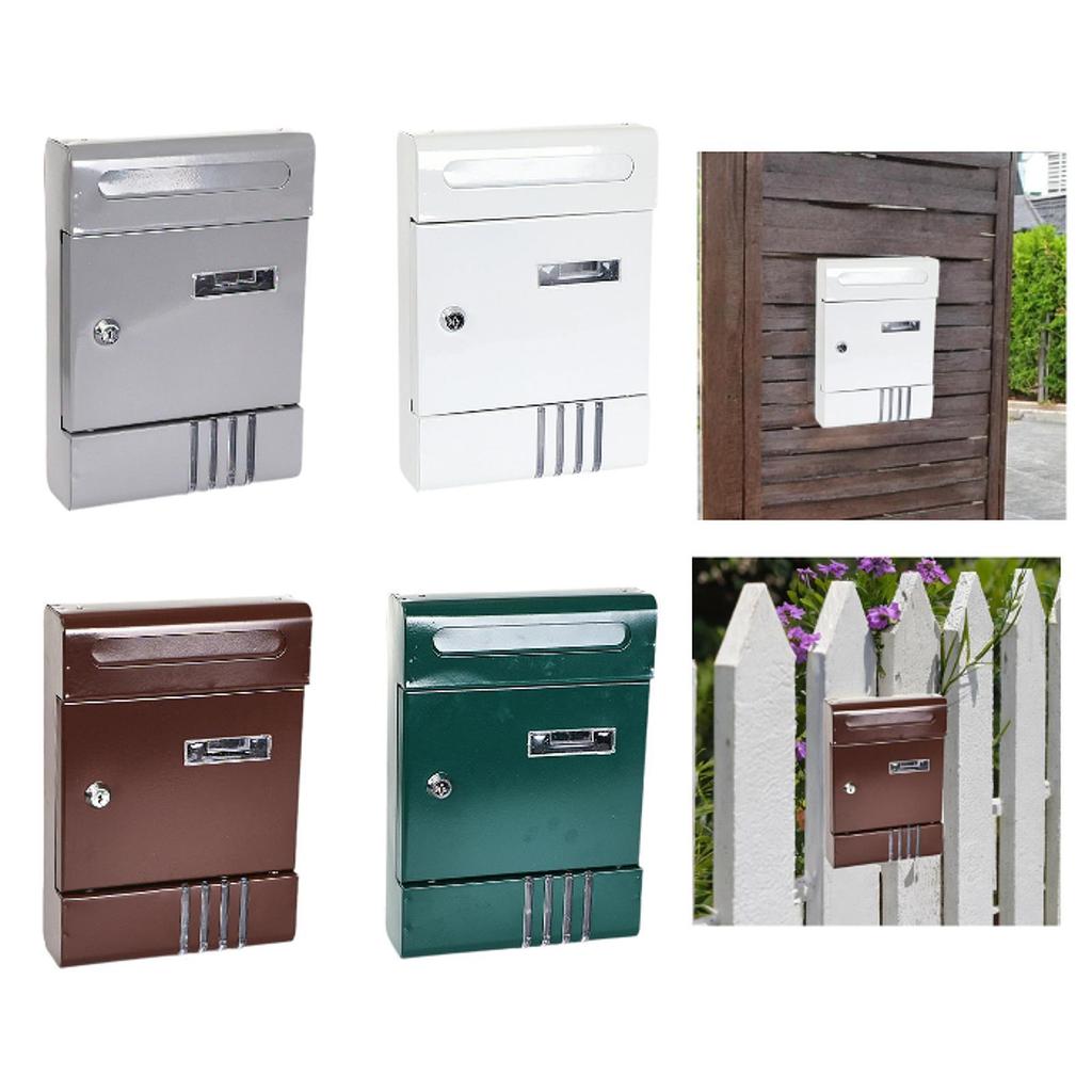 Wall Mounted Mailbox Magazines Post Lockable Drop Box Modern Rustproof with 2