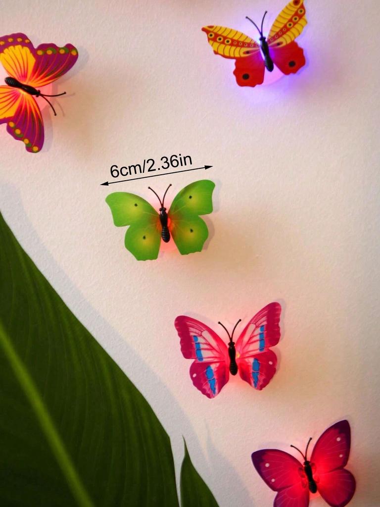 Non-Toxic 12Pcs Random Plastic Creative Butterfly Decoration Home 3D Night Light Wall Stickers Christmas Festival Home Decoration