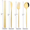 4 szt. Lustro zastawa stołowa ze stali nierdzewnej złota przenośna zastawa stołowa nóż widelec łyżka 304 pałeczki zestaw sztućców zestaw sztućców zachodnich