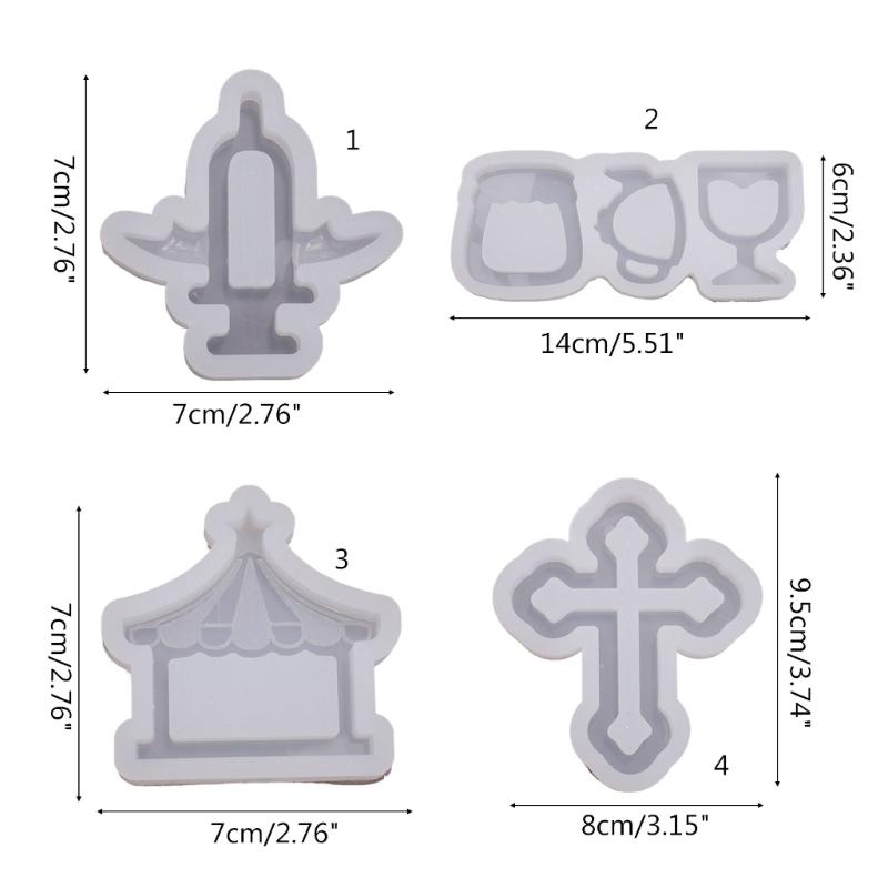 Crosses/Cup/Tent Silicone Mold Quicksand Casting Molds Epoxy Resin Shaker Mold for DIY Pendant Jewelry Decoration Making