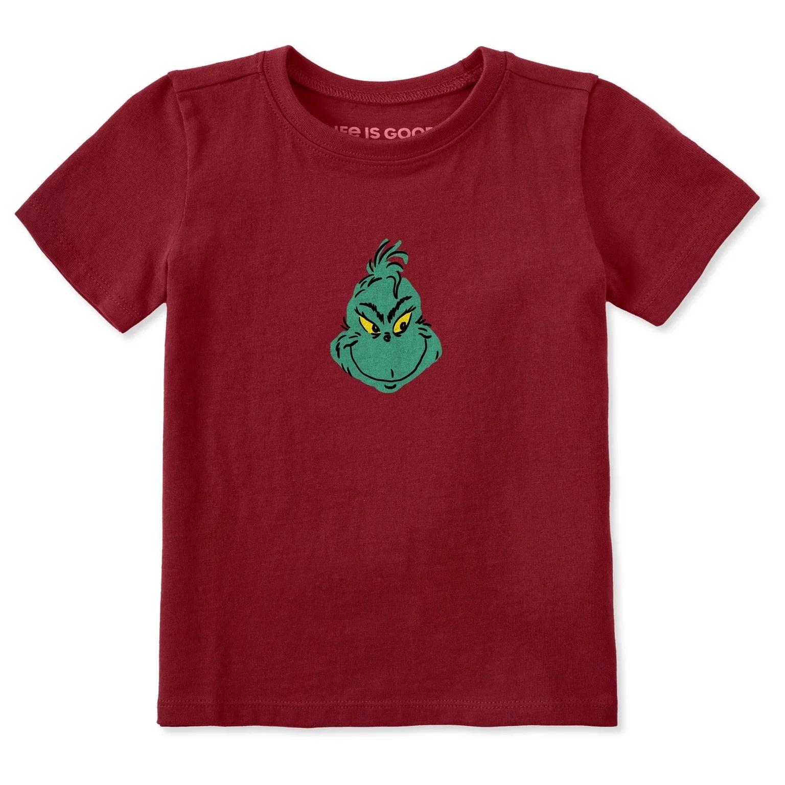 

Life is Good. Toddler Grinch Mini Face Short Sleeve Crusher Tee, Adirondack Red S