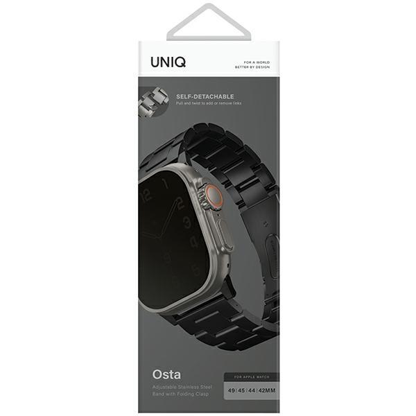 Uniq Osta Apple Watch Strap 42/44/45/    49Mm Series 1/2/3/4/5/6/7/8/9/10/Se/Se2/Ultra/Ultra 2 Stainless Steel Black/Midnight Black