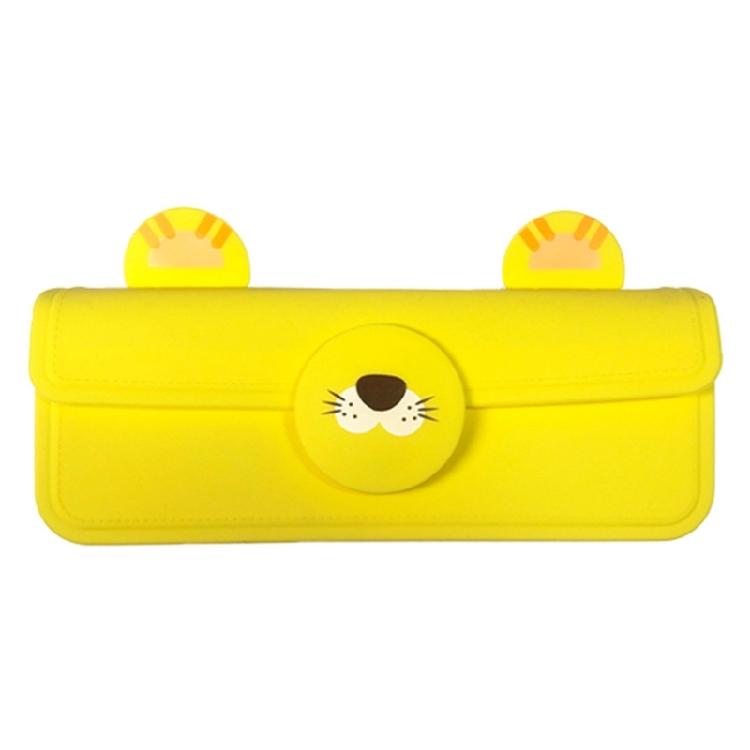 

Silicone Pencil Case Large Capacity Magnetic Pen Box Button Closure Water Resistant for Children Student Office Workers жёлтый