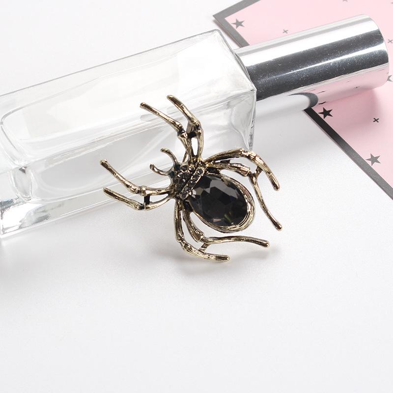 Retro-Trend-Legierung Diamantbesetzte Kristallspinne Brosche Personalisierte Halsnadel Anstecknadel Herren- und Damenbekleidung