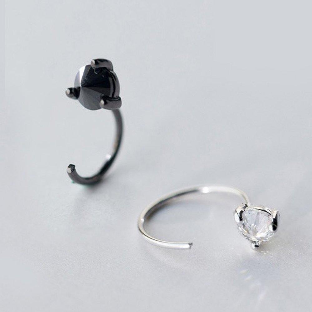 (2P)P1095W Silver S925 Silver Hook Cubic Zirconia Earrings Piercing