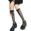 Meias de Cano Médio com Laço de Fita Verão Ultra Finas Lolita Japonesa Menina Suave Meias de Meia-Perna Meias JK Mostram Pernas Finas