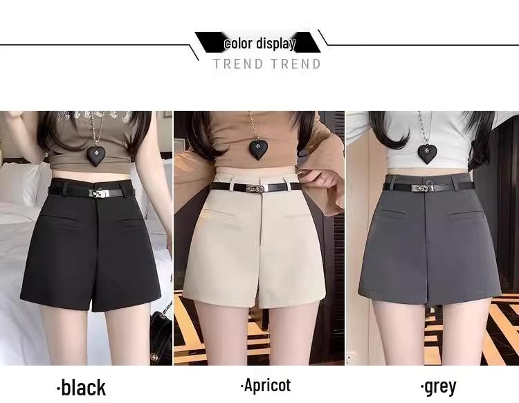 2025 New Korean Style Women's High Waist White Summer Shorts, Slimming Wide Leg Casual Pants