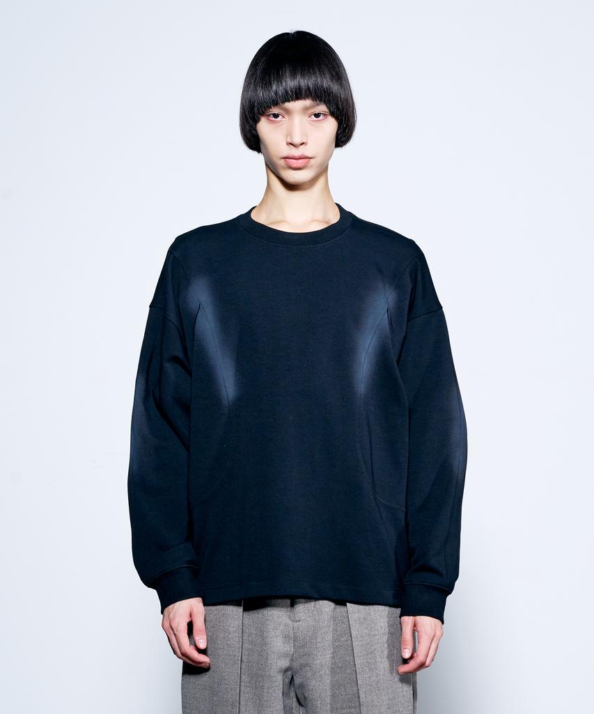ZENSAI Double-Tuck Spray Wash Long Sleeve T-Shirt Black