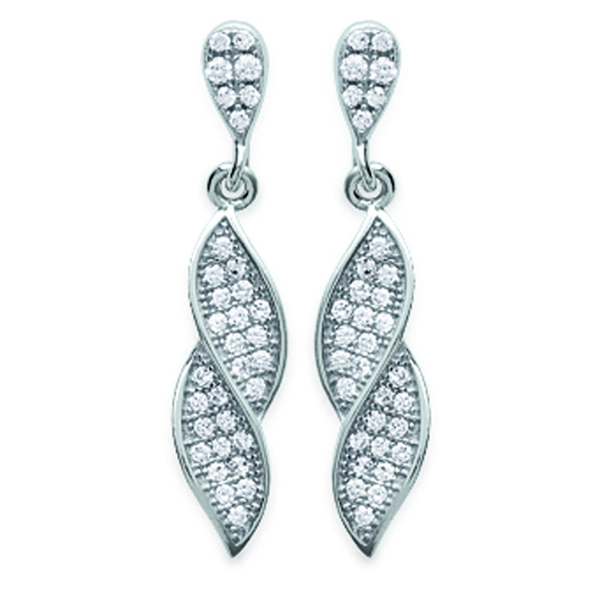 

Les Trésors De Lily [M1115] - Серебряные серьги «Сисси» серебристо-белые (родиевое покрытие) - 25х4 мм