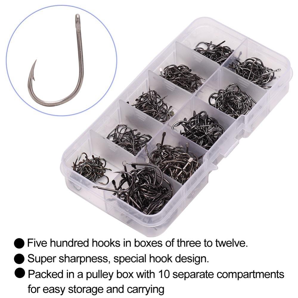 

500PCS 3#-12# Fishing Hooks Set Sharpened Barb Fishing Hooks Barbed Fishing Hooks Catfish Fishing 1#-with Holes