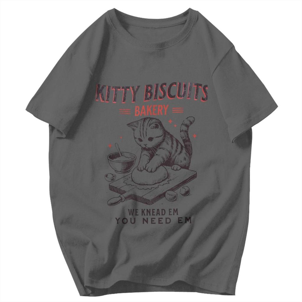 Men T Shirt Kitty Biscuits We Knead Em You Need Em Cat Lover Baking Pops Y2K Graphic Crewneck Unisex Clothing T Shirts