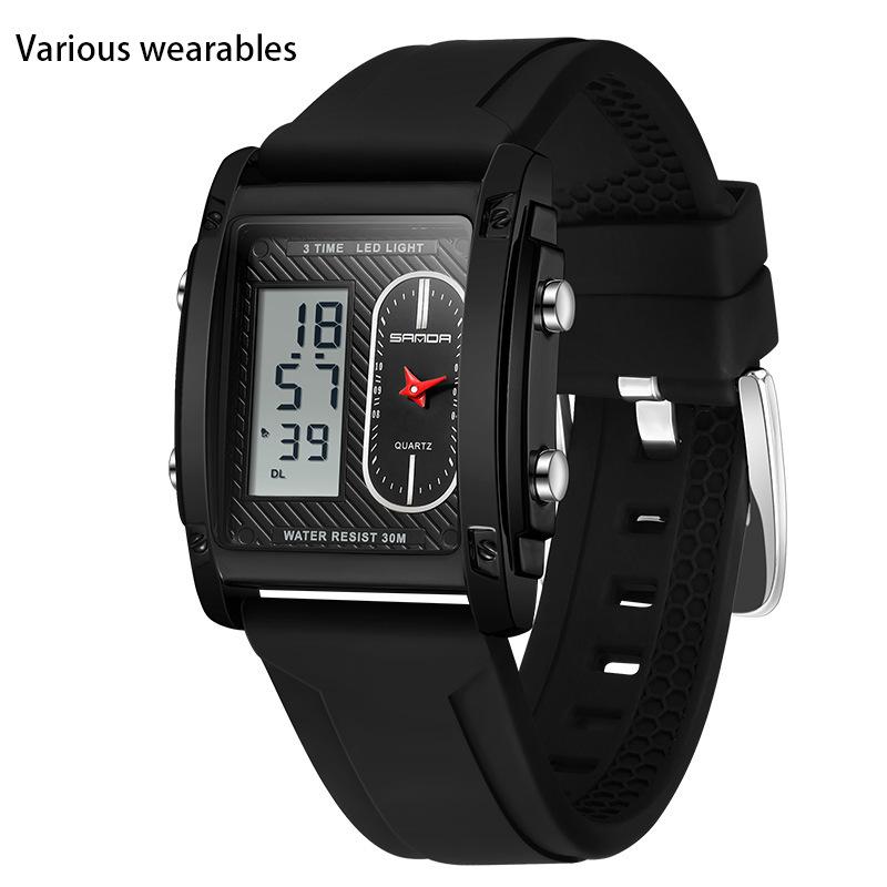 New Trend Double Display Watch Men's Business Waterproof Electronic Watch Light Luxury Quartz Steel Band Watch