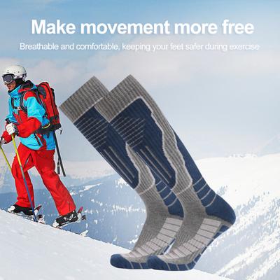 1 Paar thermische kniehohe Skisocken, rutschfestes Manschettendesign, atmungsaktiv, verschleißfest, feuchtigkeitsableitend, Snowboard-Sportsocken