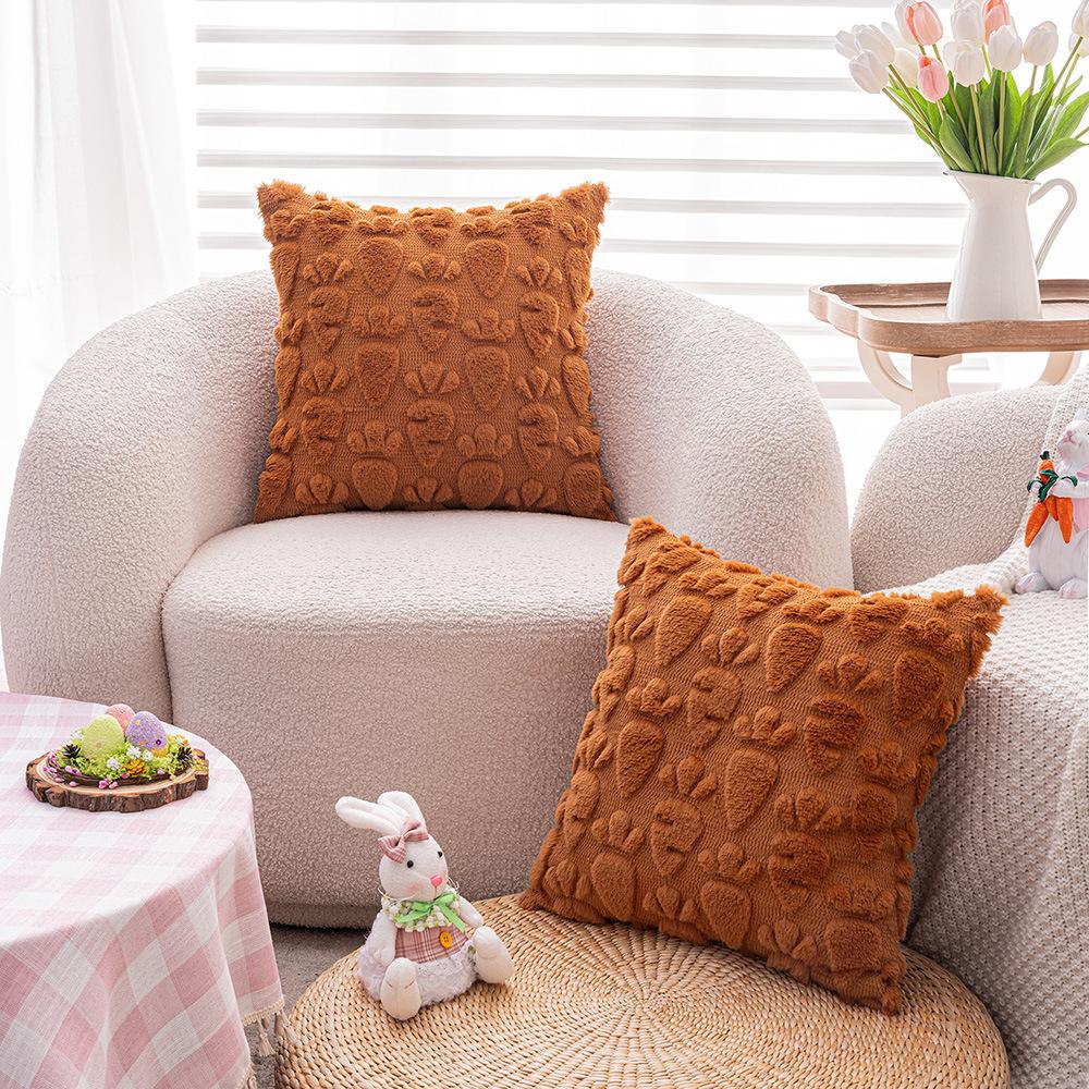 Creamy Style Rabbit Plush Pillow Sofa Living Room Cushion Bedside Bedside Cute Bed Lumbar Pillow Pillow Case Core-free