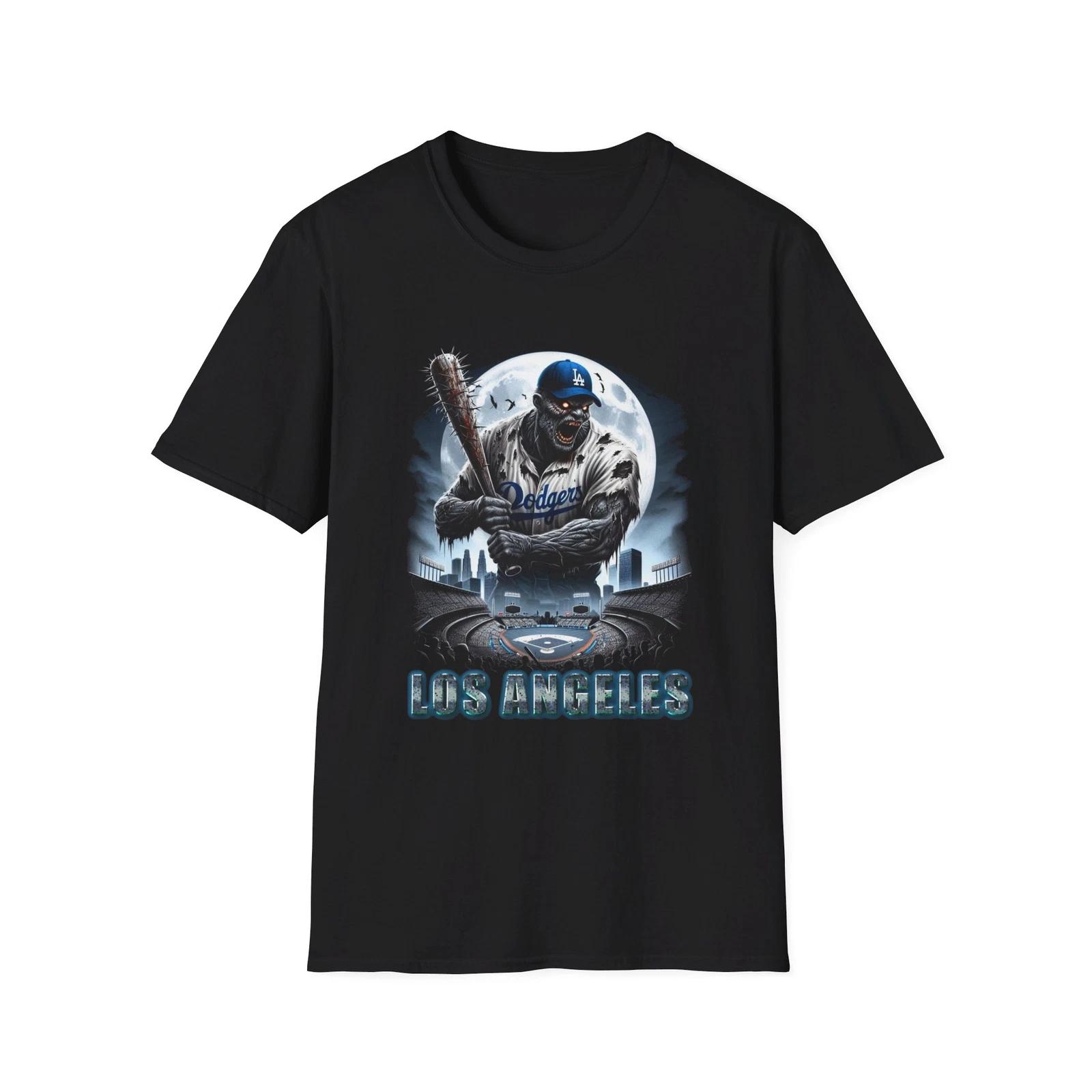 Men s and Women s T-shirts LA Dodgers Horror Mash-Up T-Shirt - Spooky Baseball Fan Apparel XL