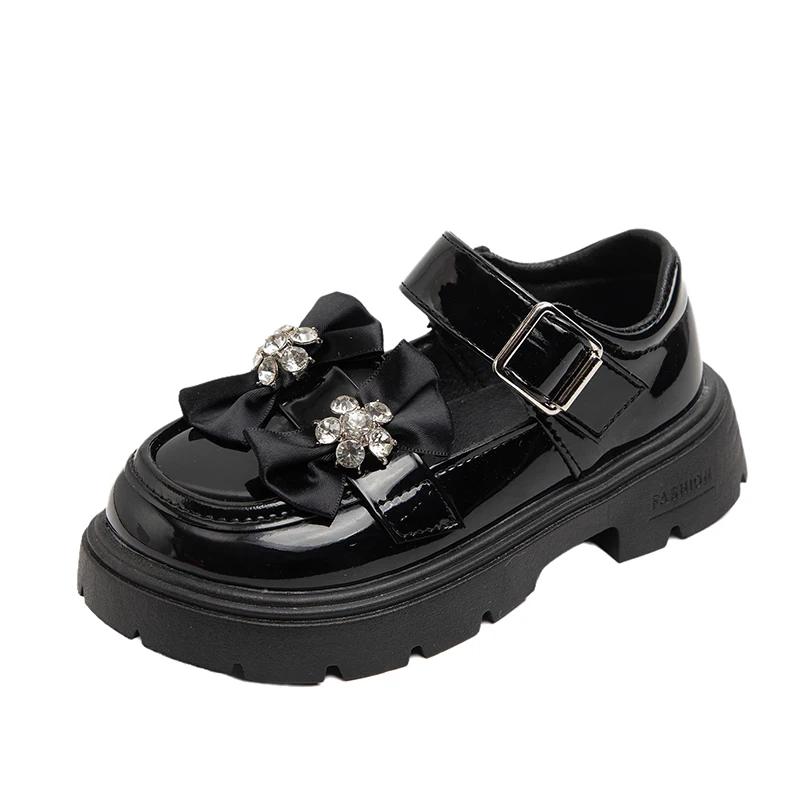 2025 New Girls Fashion LoafersThick-soled Cute Princess Party Shoes with Bow Casual Toddler Footwear Mary Jane Shoes Bow-knot
