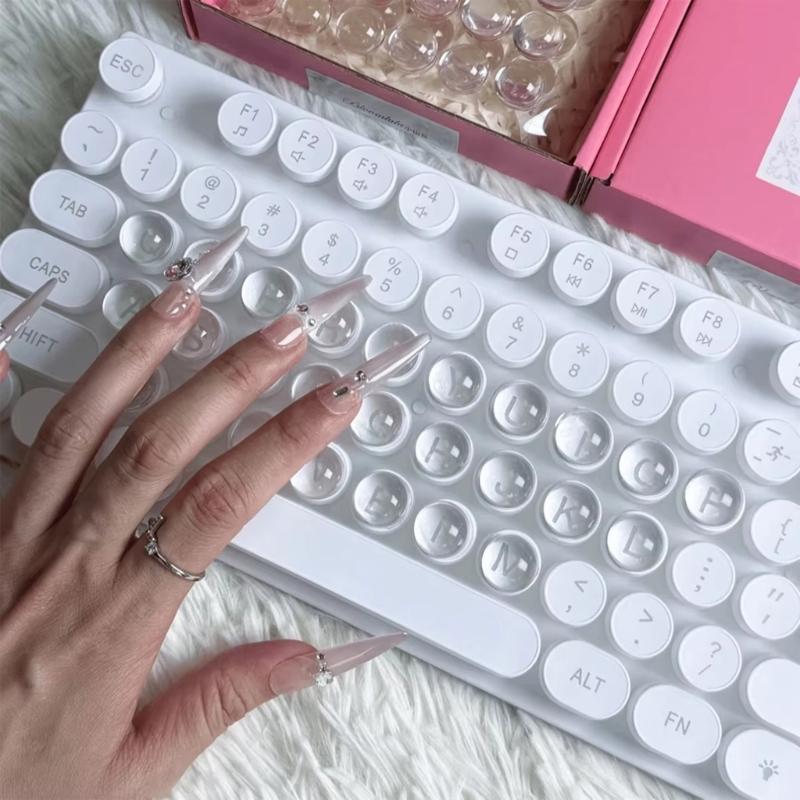 Transparents Silicone Keycap Covers 12x4mm 64Pcs Set For Long Nails Protections And Personalize Keyboard Decoration