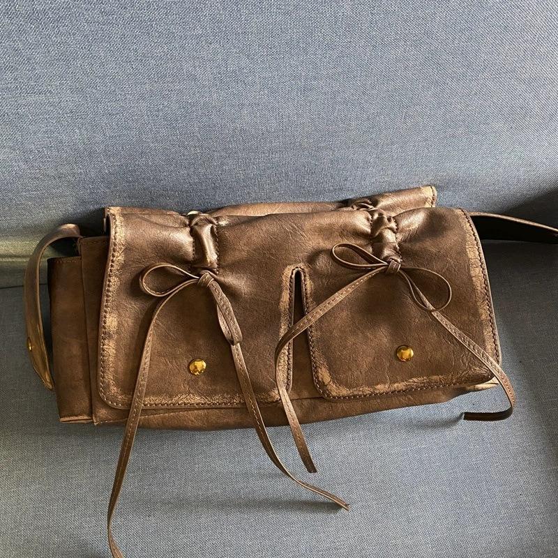 

Niche waste soil bag new versatile drawstring handbag pleated shoulder bag high-end fashion messenger bag 35cm*17cm*13cm