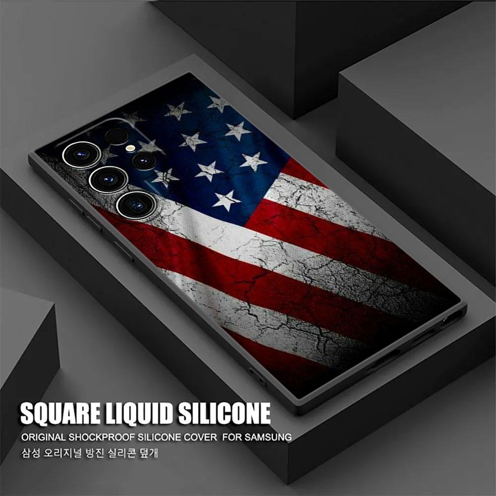 American USA Flag Five-pointed Star S25 Ultra Case For Samsung Galaxy S25 S24 S23 S20 S21 FE S22 Ultra S10 Plus Soft Phone Cover