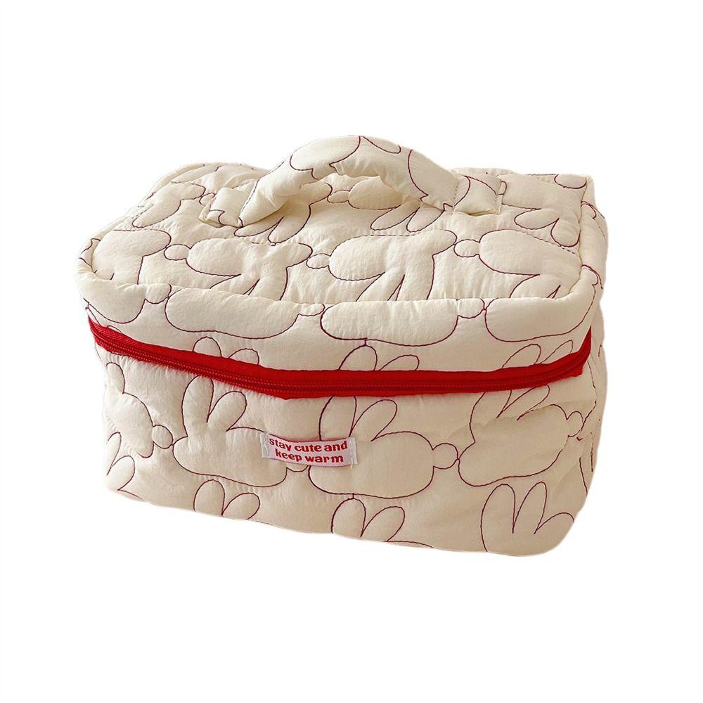 

Large-Capacity Rabbit Makeup Bag Multi-Functional Brush Storage Bag Desktop білий