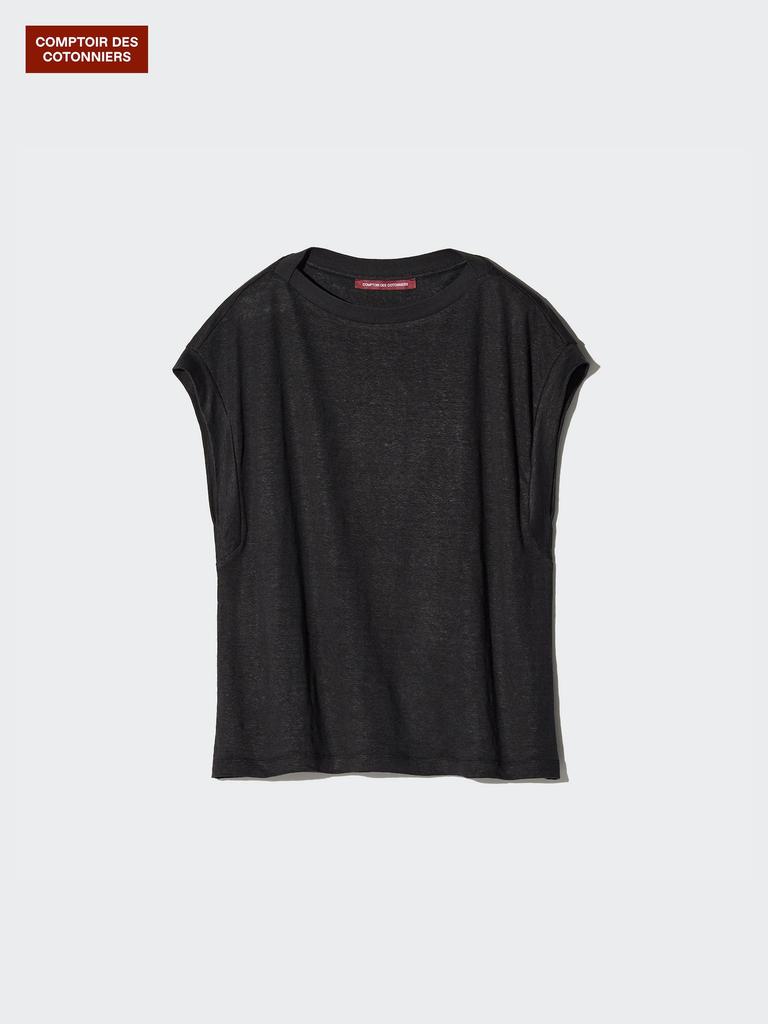 Uniqlo Japanisches Leinen T-Shirt mit französischen Ärmeln, lockerer Passform