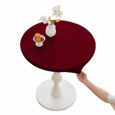 PU Leather Stretch Tablecloth Waterproof Oil Proof Round Table Cover Elastic Edged 60/80cm Desktop Cover Restaurant Use