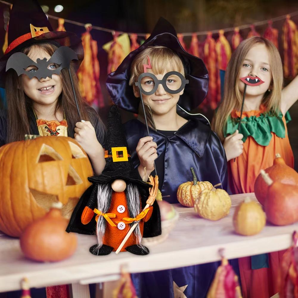 Funny Pointed Hat Witch Doll Realistic Halloween Faceless Doll Ornament Bar Home Decor