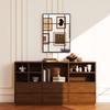 Wall Mirror, Rectangular Window Style, Horizontal/Vertical Mount, 4 Hooks, Black Metal, 50 x 70 cm