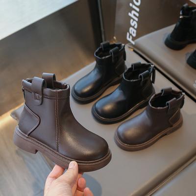 Girl's Ankle Boot Spring Autumn Black Classic Children Fashion Boots Solid Color Versatile Kids Causal Leather Boots Non-slip