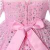 2025  Summer Dresses For Girls Kids Baby Ruffle Lace Pageant Party Wedding Sequin Sparkling Tulle Dress Short Sleeve Princess