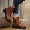 Dameslaarzen Retro Dames Enkellaars Hoge Kwaliteit Casual Leren Laars Antislip Platformlaarzen Mode Motorlaarzen Botas2026