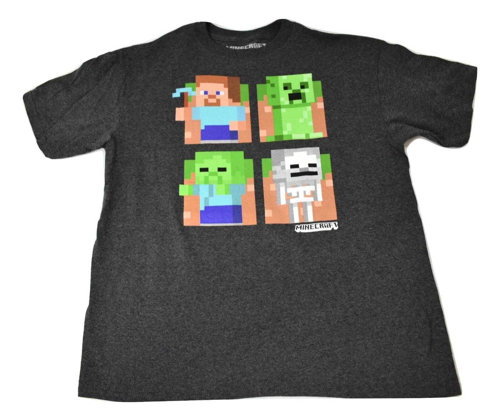 Minecraft Youth Boys Charcoal Creeper 4 Character Tee Shirt New XXL (18) XL