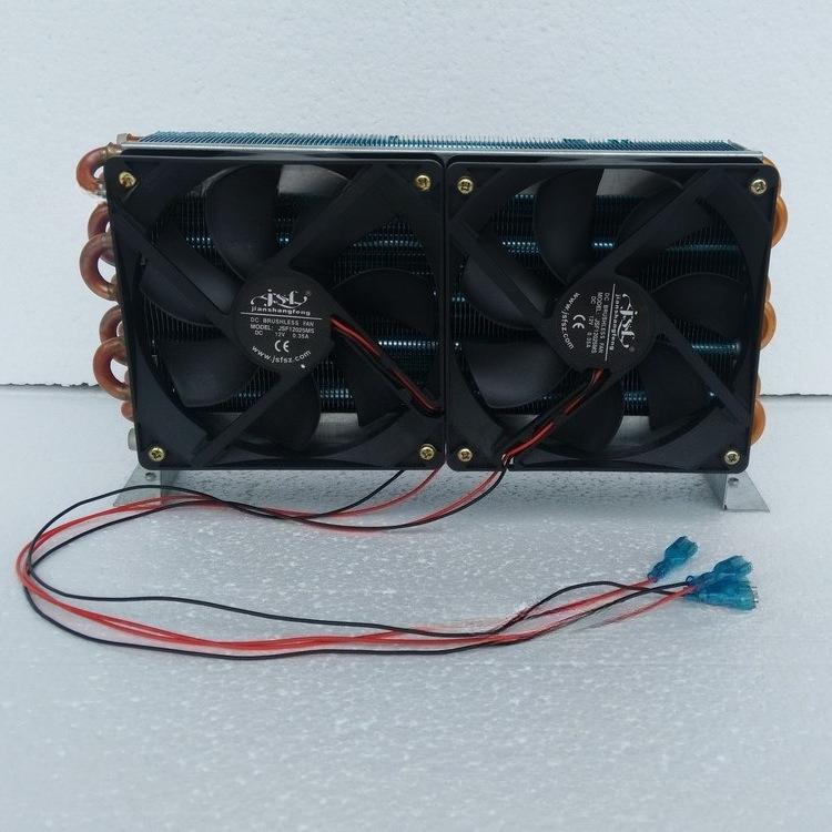 CP4x6x240 Miniature Condenser Air Cooled Copper Tube Fin Radiator Evaporator With 120 Dual Fans