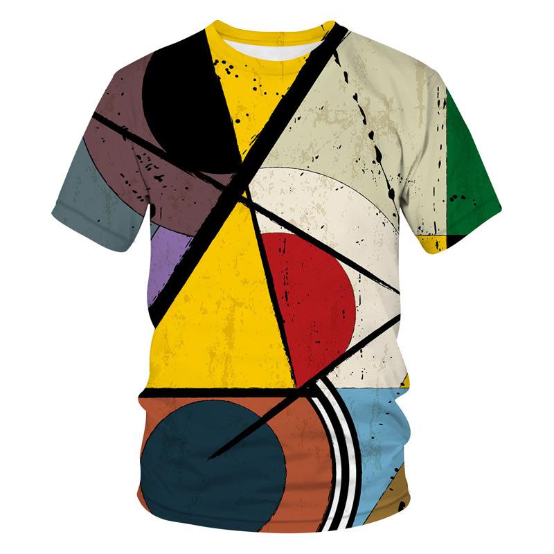 T-shirt Estiva da Uomo Girocollo Stampata in 3D Moda Versatile Traspirante Tendenza Casual
