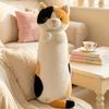 60~130cm Long Cartoon Animal Plush Pillow Stuffed Cream Dog Husky Blue Cat 3-color Cat Sleeping Bolster Body Support Plushie